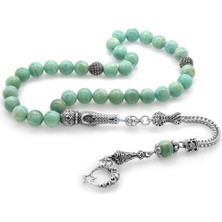 Online Hediye Sepeti Kararmaz Metal Püsküllü Küre Kesim Turkuaz Amazonit Doğaltaş Tesbih