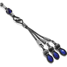 Online Hediye Sepeti Mavi Zirkon Taşlı 3lü Uzun Model 1000 Ayar Gümüş Kazaz Püskül