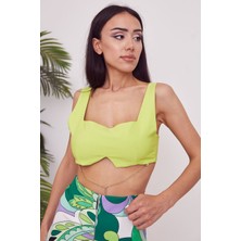 Lime Moda Zincir Detay Büstiyer-Neon Yeşil
