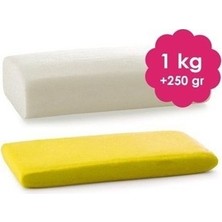Pasta Market 1 kg Beyaz ve 200 gr Sarı Şeker Hamuru Set