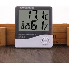 Rucas Termometre Isı Nem Saat Alarm Mini Dijital Termometre Nem Ölçer Oda Sıcaklığı Iç Mekan LCD