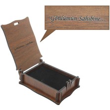 Online Hediye Sepeti Özel Mesaj Yazılı Kahverengi Ahşap Hediye Kolye-Küpe Kutusu (M-1)