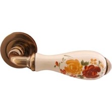 DoorAks Anadolu Desenli Kapı Kolu Porselen Rozetli Kapı Kolu Yale