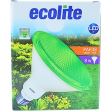 Ecolite 8W 220-240V E27 PAR38 Yeşil Cam LED Ampul