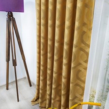 Ran Perde Hardal Sarısı - Spor Desenli Jakar Fon Perde- Pileli - 1099