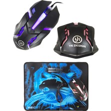 Oyuncu Mouse + Mouse Pad Set, Yüksek Kalite, Rgb Işıklı Gaming Mouse ve 30X24CM Desenli Mousepad