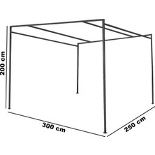 Weblonya Metal Çardak Kamelya Bahçe Gölgelik Pergola 3 mt x 2,5 mt 2191