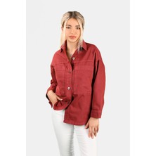 Balins Kadın Oversize Dökümlü Gömlek Vişne