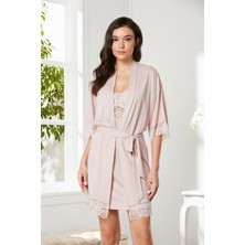 Pierre Cardin Penye Dantelli Gecelik & Sabahlık Takım  - 4020