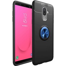 Canpay Samsung Galaxy J8 Uyumlu Kılıf Standlı Manyetik Yüzüklü Esnek Yumuşak Silikon Case