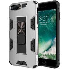 Canpay Apple iPhone 7-8 Plus Uyumlu Kılıf Metal Yüzük Standlı Metal Ring Stand Hard Protective Case