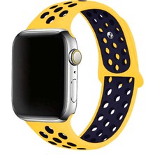 Canpay Apple Watch 42MM Uyumlu Akıllı Saat Için Kordon Silikon 14 Kademeli Delikli Şık Koleksiyon Tasarım