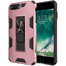 Canpay Apple iPhone 7-8 Plus Uyumlu Kılıf Metal Yüzük Standlı Metal Ring Stand Hard Protective Case