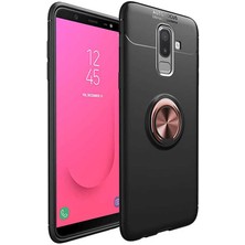 Canpay Samsung Galaxy J8 Uyumlu Kılıf Standlı Manyetik Yüzüklü Esnek Yumuşak Silikon Case