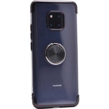 Canpay Huawei Mate 20 Pro Uyumlu Kılıf Yüzüklü Standlı Şeffaf Laser Paint Design Lazer Renk Tasarımı