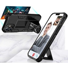 Canpay Xiaomi Redmi Note 9 Uyumlu Kılıf Metal Yüzük Standlı Metal Ring Stand Hard Protective Case