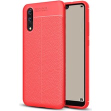 Canpay Huawei P20 Uyumlu Kılıf Esnek Pu-Deri Leather-Pu Series Protected Case