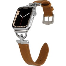 Canpay Apple Watch 7 45MM Uyumlu Akıllı Saat Için Kordon Yarım Metal Halka Bağlantılı, Suni Deri Koleksiyonu