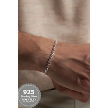 Esjewelry 925 Ayar Gümüş Gurmet Erkek Bileklik 4 mm Genişlik 21 cm Uzunluk