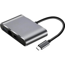 Wozlo USB 3.1 Type C To 4K HDMI USB 3.0 Port Gigabit Ethernet - Type C Şarj Çevirici Kablo