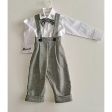 Terzim Ayşenur Isme Özel Erkek Çocuk-Bebek Askılı Gömlekli Grirenkli Pantolon Takımı