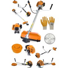 Steiner Alman Turbo 9100 Yan Tipi Benzinli Motorlu Ot Çim Tırpanı Çalı Biçme Makinesi Tırpanı Turuncu