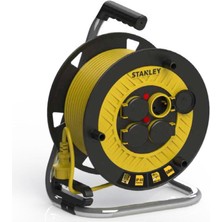 Stanley Profesyonel Makaralı Kablo St-P Serisi Termikli IP44 4 Kapaklı Soketli 25 Metre 3x1.5mm