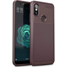 Ceppare Xiaomi Mi A2 / Mi 6x Kılıf Negro Karbon Desing Focus Silikon Kahverengi