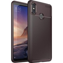 Ceppare Xiaomi Mi Max 3 Kılıf Negro Karbon Desing Focus Silikon Kahverengi