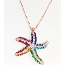 Oriental Büyük Deniz Yıldızı Gümüş Rose Kolye