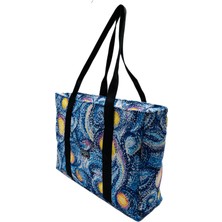 Differ Studio Van Gogh Desen Mavi Su Geçirmez Siyah Iç Çantalı Plaj/kol/omuz/spor Çantası