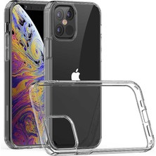 Canpay Apple iPhone 12 Pro Uyumlu Kılıf Sert Şeffaf Güçlendirilmiş Kapak Transparent Hard Cover Case