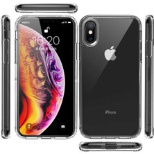 Canpay Apple iPhone X-Xs Uyumlu Kılıf Sert Şeffaf Güçlendirilmiş Kapak Transparent Hard Cover Case