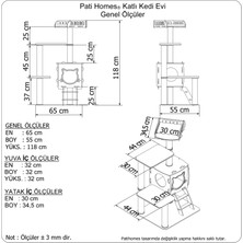 Patihomes Katlı Kedi Tırmalama Evi - Kedi Tırmalaması - Bej