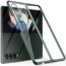 Canpay Samsung Galaxy Z Fold 3 Uyumlu Kılıf Metal Görünümlü Ultra Ince Full Koruma Katlanır Kapak