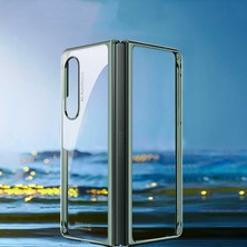 Canpay Samsung Galaxy Z Fold 3 Uyumlu Kılıf Metal Görünümlü Ultra Ince Full Koruma Katlanır Kapak