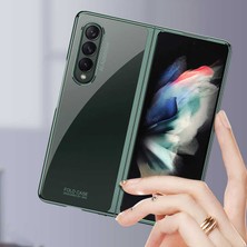 Canpay Samsung Galaxy Z Fold 3 Uyumlu Kılıf Metal Görünümlü Ultra Ince Full Koruma Katlanır Kapak