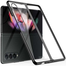 Canpay Samsung Galaxy Z Fold 3 Uyumlu Kılıf Metal Görünümlü Ultra Ince Full Koruma Katlanır Kapak