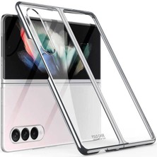 Canpay Samsung Galaxy Z Fold 3 Uyumlu Kılıf Metal Görünümlü Ultra Ince Full Koruma Katlanır Kapak