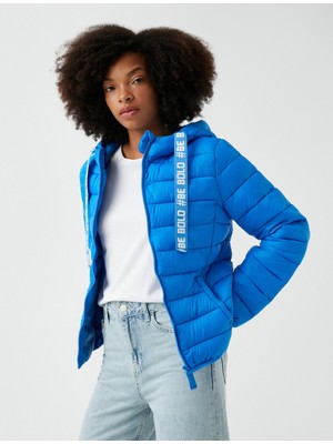 Koton Şişme Mont Kapüşonlu Yazı Baskılı