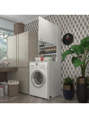 Kenzlife Çamaşır Makinesi Dolabı Iffe Lundberg Byz 180*066*55-20 Banyo Kapaklı Arkalıksız