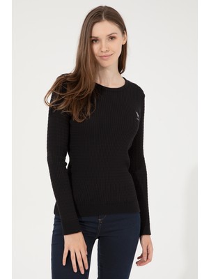 U.S. Polo Assn. Kadın Siyah Triko Kazak 50255658-VR046