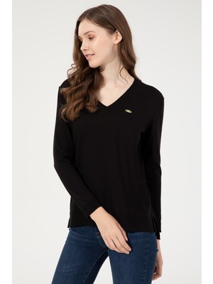 U.S. Polo Assn. Kadın Siyah Triko Kazak 50251912-VR046