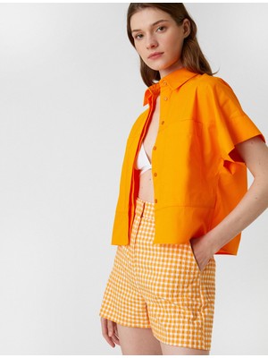 Koton Oversize Crop Gömlek Kısa Kollu