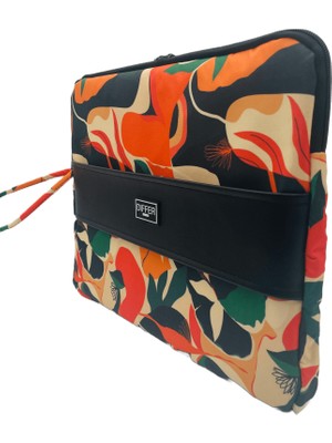 Differ Studio 15.6'' Inç Soyut Yaprak Desen Turuncu Su Geçirmez Laptop/macbook/notebook/tablet/evrak Kılıfı