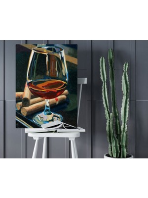 Bk Home Cigars And Brandy Tasarımlı Kanvas Tablo 50X70CM-1
