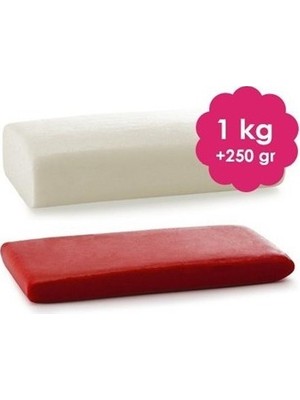 Pasta Market 1 kg Beyaz ve 200 gr Kırmızı Şeker Hamuru Set