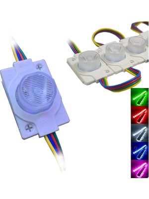 Hazar Led 12 Volt 1.5 Watt Tek Mercekli Modül Led RGB (10 Adet)