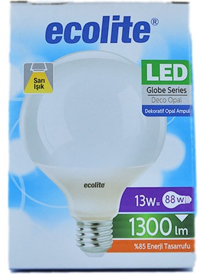 Ecolite 13W 220-240V 1300LM 3000K E27 G95 Buzlu Cam LED Ampul