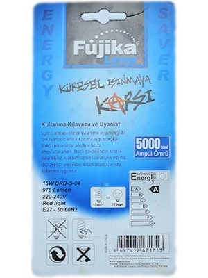 Fujika 15W 230V E27 Kırmızı Spiral Tasarruflu Ampul